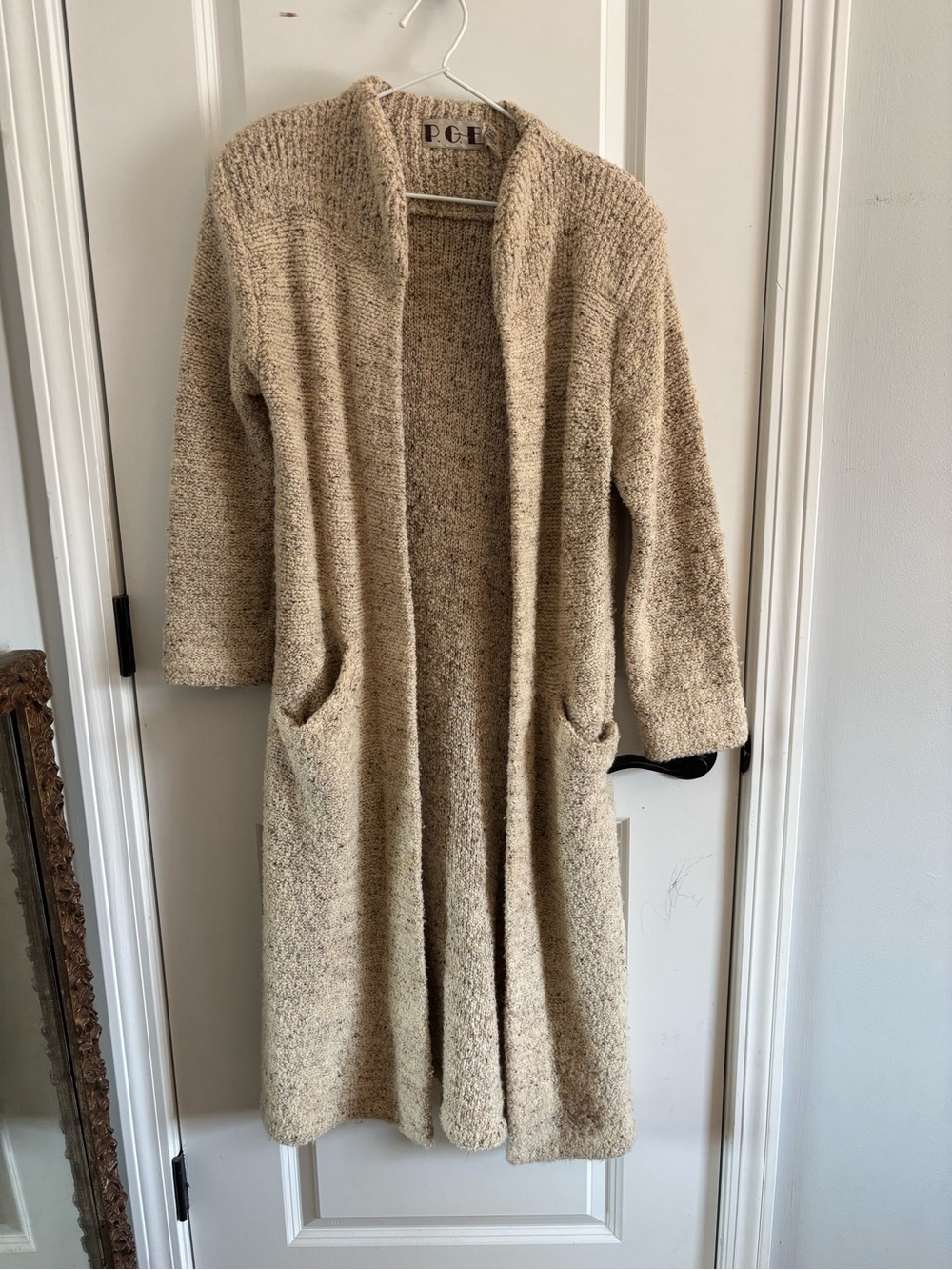 Vintage Cream Bouclé Open-Front Cardigan